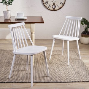 FURNIinspire Dining Chairs Set Of 2 Farmhouse Spindle Back Dining Chair, Simple Dining Room Chairs for Kitchen Island Bar, White, 19.25"*17"*30.25" - 1 of 4