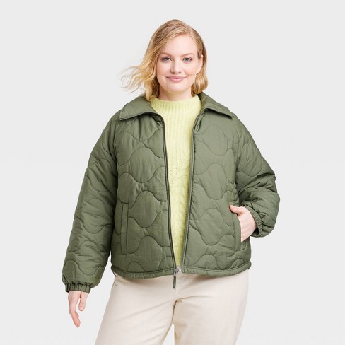Women's Quilted Jacket - Universal Thread™ Olive Green 2x