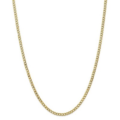 Black Bow Jewelry 3.35mm, 10k Yellow Gold Hollow Curb Chain Necklace