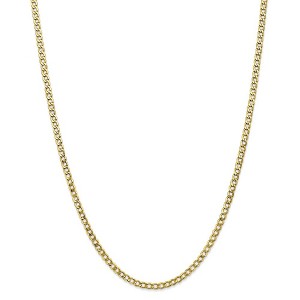 Black Bow Jewelry 3.35mm, 10k Yellow Gold Hollow Curb Chain Necklace - 1 of 4