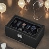 Elegant 12-Slot Watch Box, Lockable Case with Glass Lid, 2 Layers, 1 Drawer for Rings, Bracelets - Gift Idea in Synthetic Leather - 2 of 4