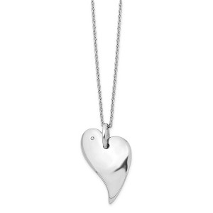 Black Bow Jewelry Asymmetrical Diamond Heart Necklace, Rhodium Plated Silver, 18-20 Inch - 1 of 4