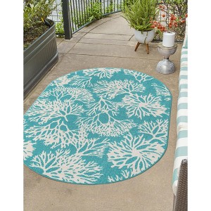 Unique Loom Outdoor Coastal Collection Area Rug - Coral (' " x ' "  ) - 1 of 4