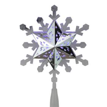 Kurt S. Adler 9.25'' Lighted White and Blue Rotating Snowflake Christmas Tree Topper - Clear LED Lights