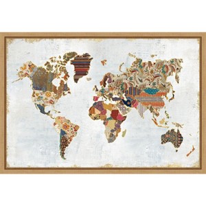 Amanti Art Pattern World Map by Laura Marshall Canvas Wall Art Print Framed 23 x 16-in. - 1 of 4