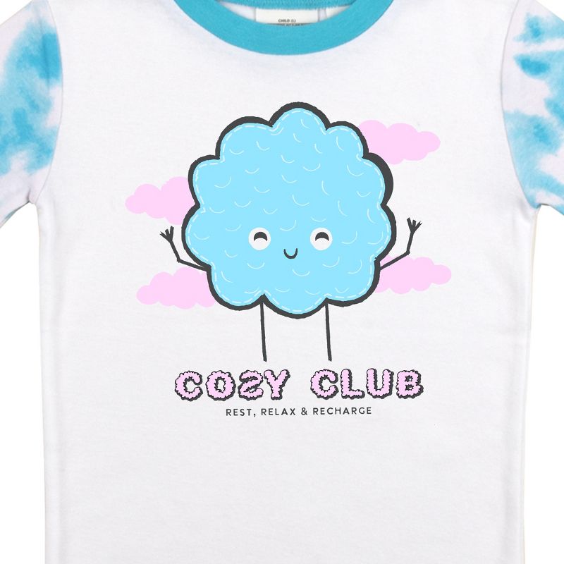 Cozy Club Youth Girls Blue & White Wash Short Sleeve Shirt & Sleep Pants Set, 3 of 5