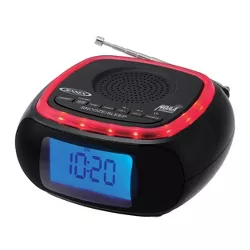 JENSEN Digital AM/FM Weather Band Alarm Clock Radio with NOAA Weather Alert and Top Mounted Red LED