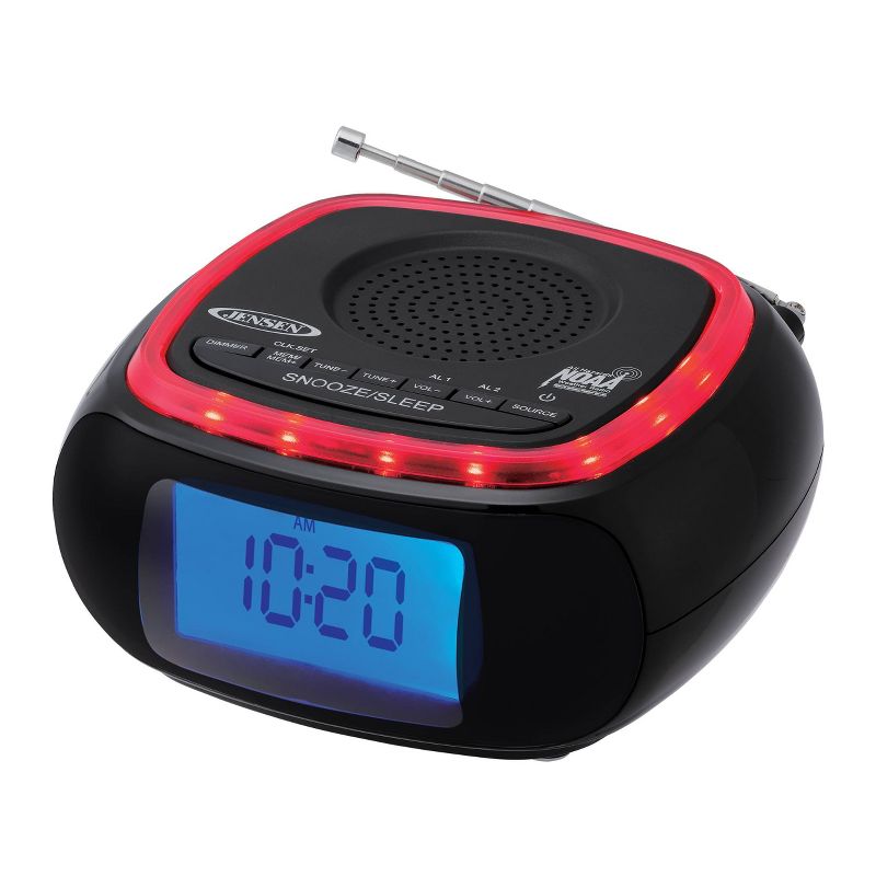 JENSEN Digital AM/FM Weather Band Alarm Clock Radio with NOAA Weather Alert and Top Mounted Red LED, 1 of 6