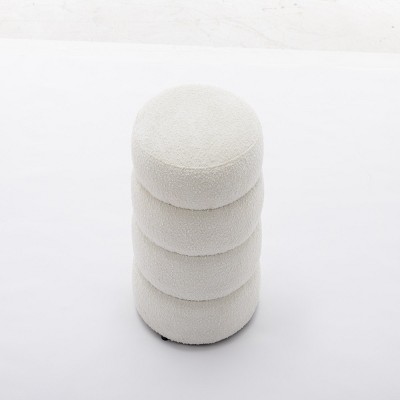 GlasFlength Ottomans and Benches Plush Velvet Footrest Ottoman with Wooden Base Simple Elegant Design for Modern Living, White, 17.1"*17.1"*18.9"