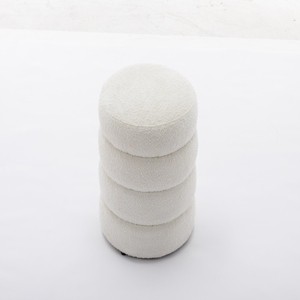 GlasFlength Ottomans and Benches Plush Velvet Footrest Ottoman with Wooden Base Simple Elegant Design for Modern Living, White, 17.1"*17.1"*18.9" - 1 of 4