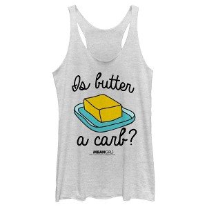 Women's Mean Girls Is Butter a Carb? Racerback Tank Top - 1 of 4