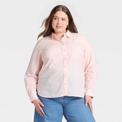 Women's Long Sleeve Collared Neck Button-Down Shirt - Universal Thread™