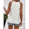 Womens Top Sleeveless Lace Up Halter Neck Openwork Tank Top - 2 of 4