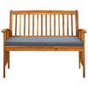 vidaXL Solid Acacia Wood Patio Bench with Comfy Cushion - Rustic, Outdoor-Ready, Easy Maintenance Wood Bench for Gardens, Patios - 3 of 4
