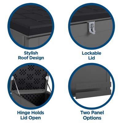 Gray and Black Lockable Outdoor Storage Deck Box