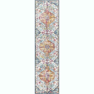 Mark & Day Olivia 7'10"x9'8" Runner Woven Indoor Area Rugs Saffron/Navy: Stain-Resistant, Pet Friendly, Traditional Decor