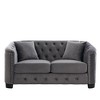 59" Velvet Chesterfield 2-Seater Sofa with Nailhead Trim & Wood Frame - 4 of 4