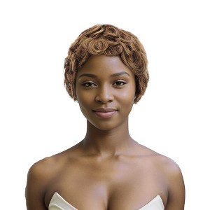 Unique Bargains Women's Wave Curly Short Hair Wig Real Human Hair 4in Light Brown 1 Pc - 1 of 4