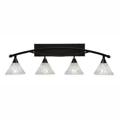 Toltec Lighting Bow 4 - Light Vanity in  Black Copper with 7" Italian Ice Shade