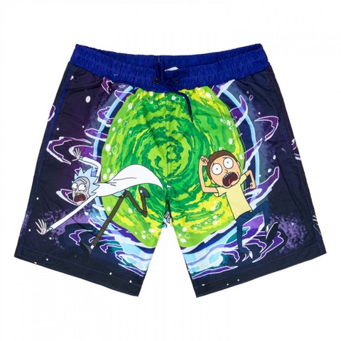 Rick and Morty Mens Rick & Morty Portal Run Swim Board Shorts - Medium