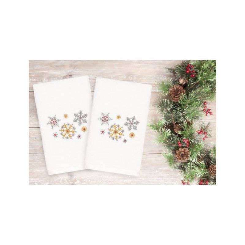 2pk Snowfall Holiday Hand Towel Set White - Linum Home Textiles, 1 of 5