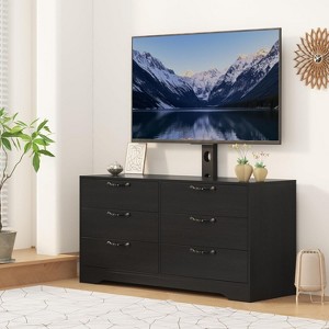 Modern TV Stand & 6-Drawer Dresser for 32-85" TVs - Spacious Storage Media  Console Table - Entertainment Center for Living Room or Bedroom