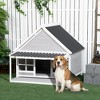 PawHut Outdoor Dog House for Large Dogs Outside Dog Shelter, Beautiful Cabin Design, Shady Front Porch, Two Windows, Wooden Dog House for Medium Dogs - 3 of 4