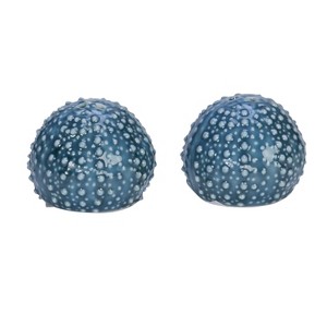 Beachcombers 2-Piece Blue Sea Urchin Nautical Coastal Decorative Ceramic Salt & Pepper Shakers - 1 of 2