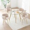 Set of 2 Dining Chairs Velvet Upholstered Dinner Chairs Armchairs with Padded Seat, Beige - Modernluxe - 2 of 4