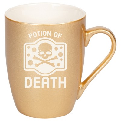 100 North Magic Potion 10 Ounce Vegas Gold Metallic Finish, Comfortably Fits Your Hands, New Bone China Coffee Tea Cup Mug, Potion Of Death