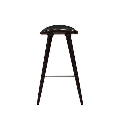 Lucio 28" Oval Backless Black Saddle Wood & Metal Barstool