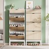Shoe Storage Cabinet with 3 Flip Drawers and 1 Drawer, Adjustable Shelves and Metal Legs, Space-Saving Narrow Rack Cabinet for Entryway - 4 of 4