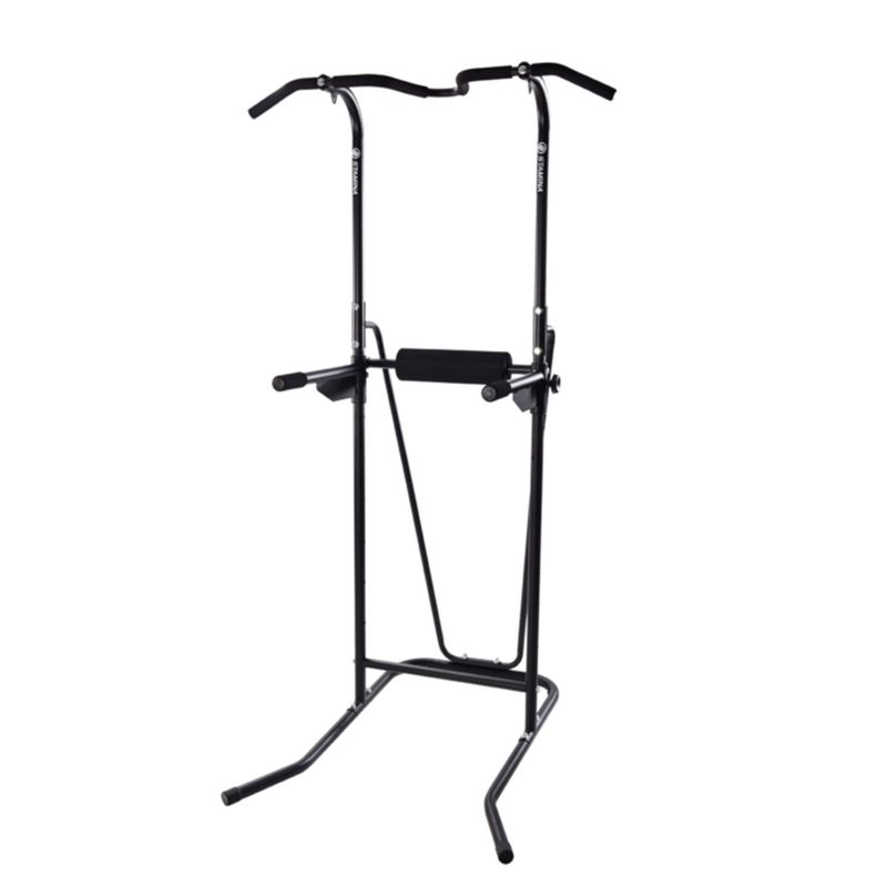 Stamina Products 1698 Freestanding Adjustable Full Body Steel Power Tower with Padded Loops, Hand Grips, and Push Up Station, Black, 3 of 8