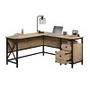 GlasFlength Desks Computer Desk Office Desk Writing Table Desk with Drawers Cabinet for Small Space Home Office, Brown, 59.84"*57.32"*29.53" - 3 of 4