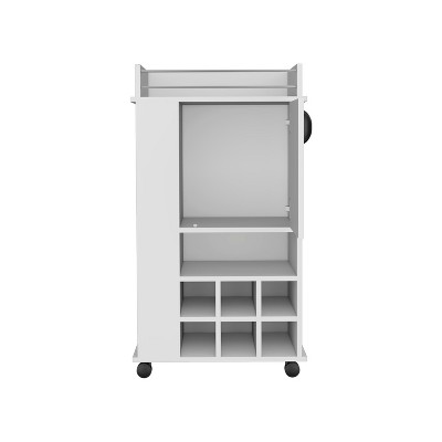 Vynxaria Bar Serving Carts, White 6-Bottle Wine Rack with Casters