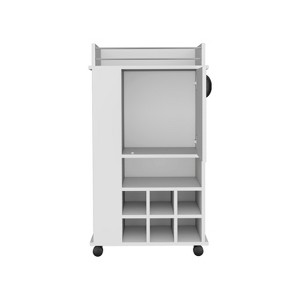 Vynxaria Bar Serving Carts, White 6-Bottle Wine Rack with Casters - 1 of 4