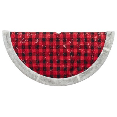 Kurt Adler 40-Inch Buffalo Plaid and Sequin Snowflake Tree Skirt