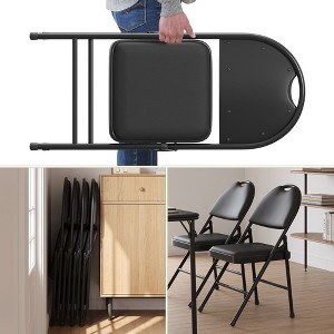 coucheta Folding Chairs, Padded Foldable Chair with PU Leather Cushion and Back, Metal Frame Indoor/Outdoor Portable Stackable Seats - 1 of 4