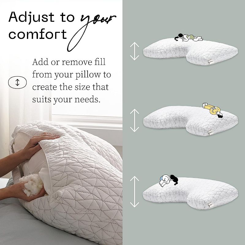 Coop Home Goods Cut-Out Side Sleeper Pillow - Notch Memory Foam Cervical, Neck Pillows for Pain Relief, Ergonomic Bed Pillow for Sleeping, 4 of 8
