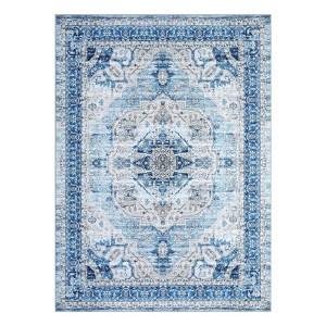 Vintage Floral Print Bedroom Living Room Rugs, Retro Accent Soft Non Slip Large Carpet for Nursery Dining Room - 1 of 4