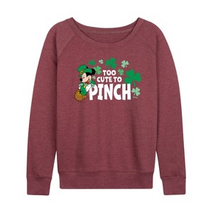 Women's - Disney - Too Cute To Pinch Lightweight French Terry Wide Neck Long Sleeve Shirt - 1 of 4