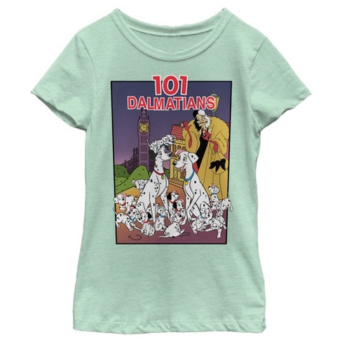 Girl's One Hundred and One Dalmatians Movie Poster T-Shirt - Mint - Medium