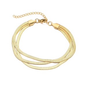 Adornia Tarnish Resistant 18k Gold Plated Multi-Strand Herringbone Chain Bracelet - 1 of 4