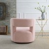 Swivel Barrel Chair with Teddy Fabric, Round Accent Chair with 360° Base for Living Room, Polywood Chair with Polyester Cushion-Coolbibila - 2 of 4