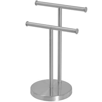 BWE Freestanding Tower Bar With Double T-Shape Towel Bar Rack Stand For Bathroom Kitchen