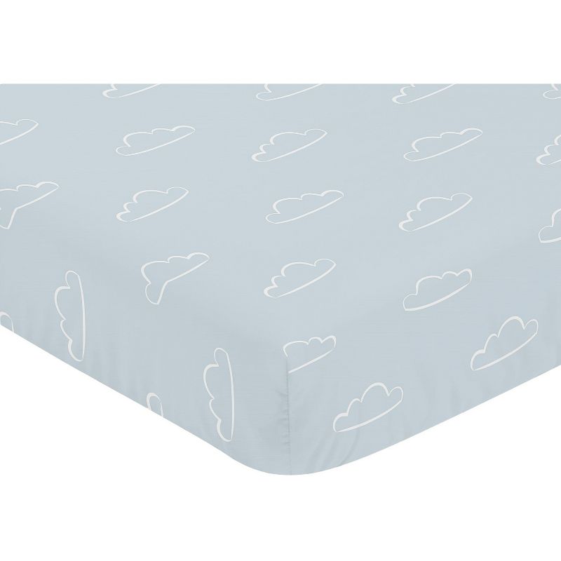 Sweet Jojo Designs Boy Baby Fitted Crib Sheet Airplane Blue and White, 4 of 8