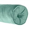 Edie@Home 7"x18" Chelsea Velvet Neckroll Lumbar Throw Pillow Cobalt: Indoor Cylinder Bolster with Button - 3 of 4