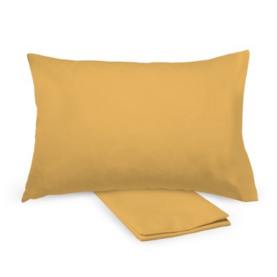 BreathableBaby Cotton Percale Pillowcase, For 13" x 18"/33 x 46 cm Toddler Pillow, Yellow (2-Pack)