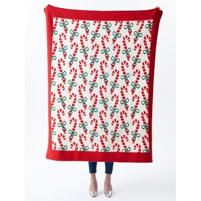 Shiraleah Candy Cane Holiday Throw Blanket