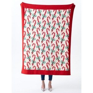 Shiraleah Candy Cane Holiday Throw Blanket - 1 of 4